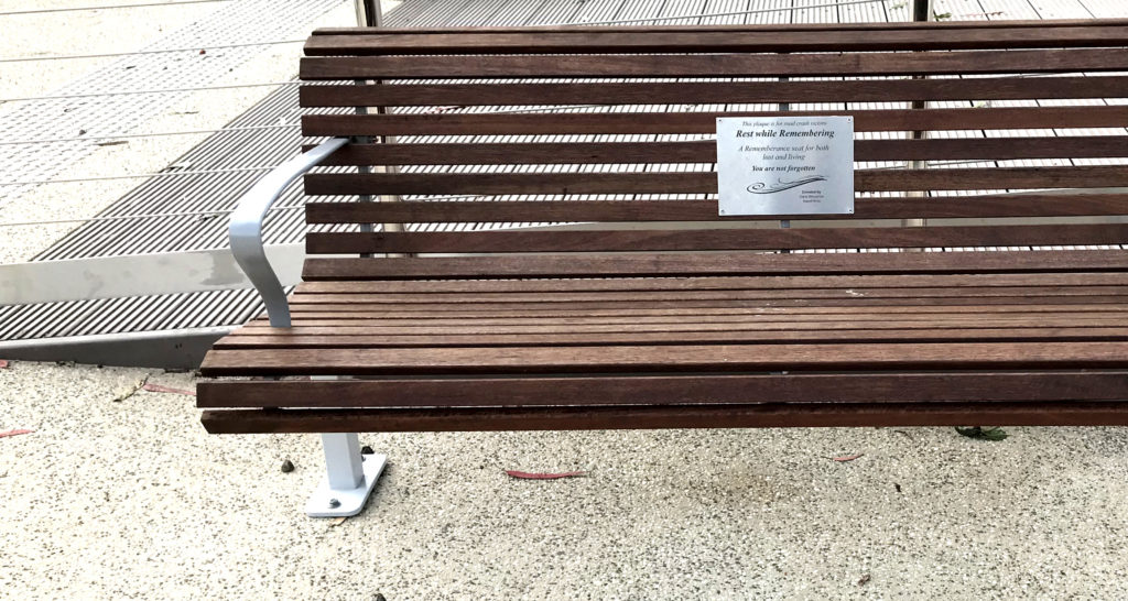 Photo of a memorial seat at Kingston Beach
