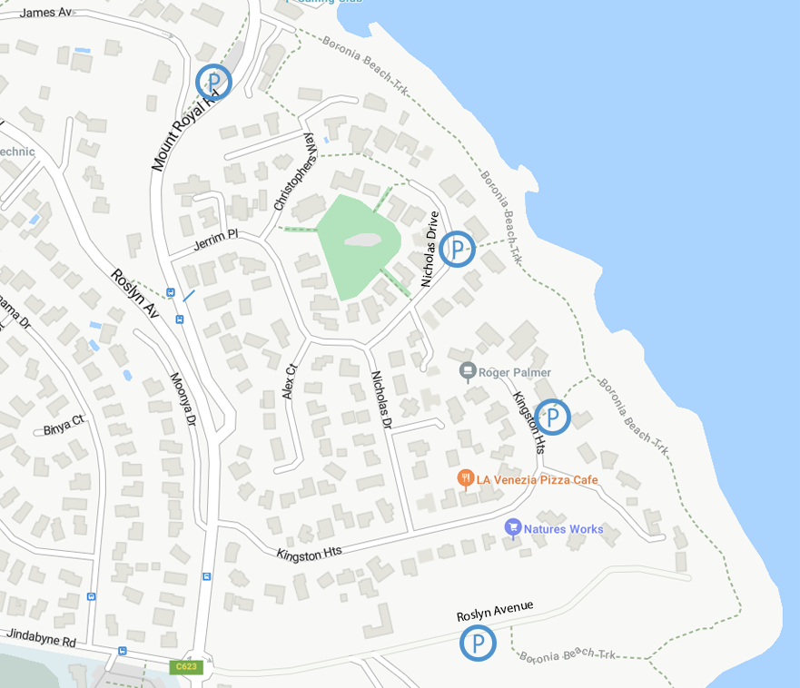 Boronia Beach car parking spaces